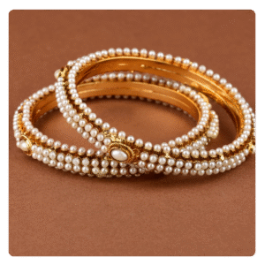 Silverhaat Pearl Studded Flower Bengle  (Demo-Bengle)